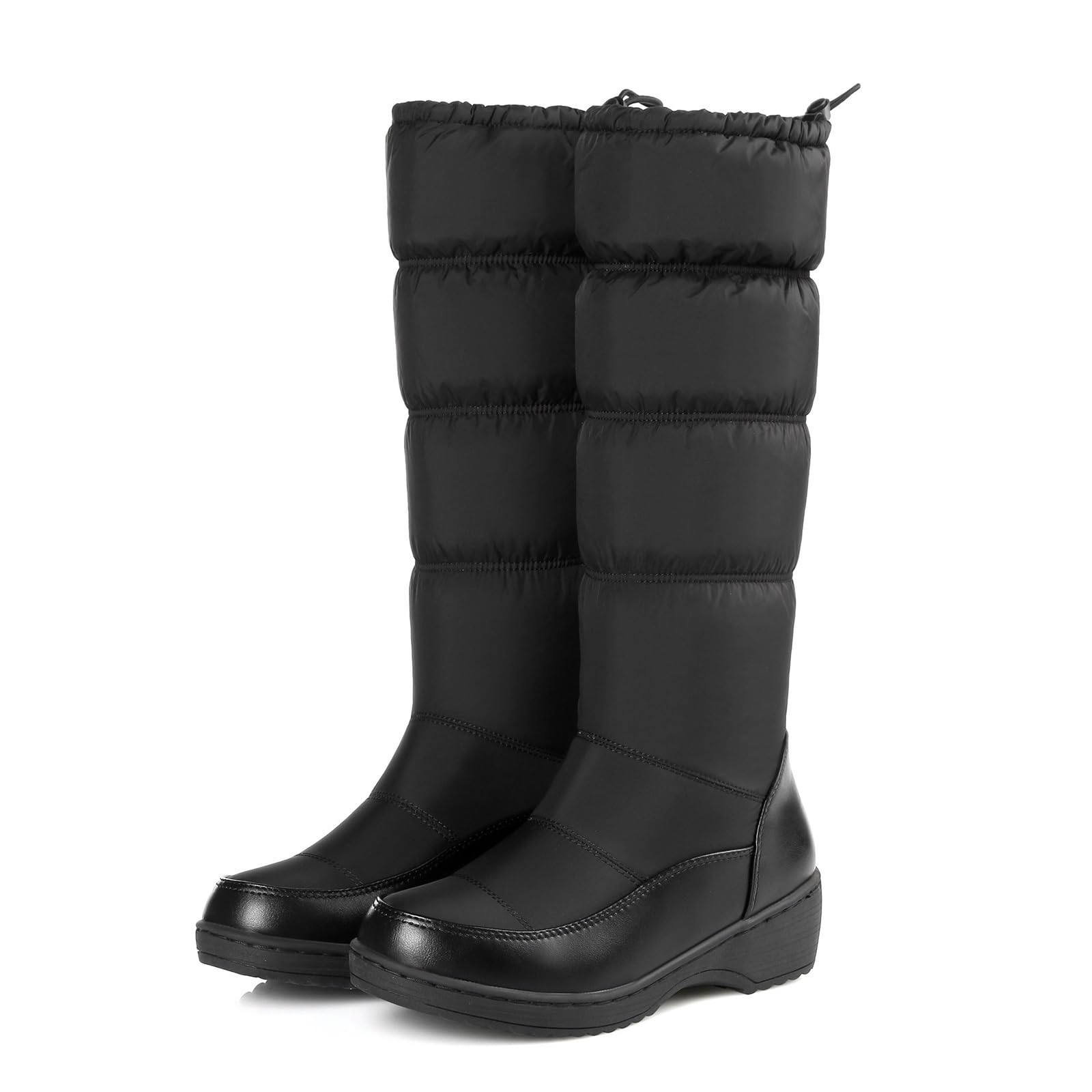 Winter Snow Boots for Women Warm Plush Fur Lined Knee High Boots Waterproof Slip-On Shoes