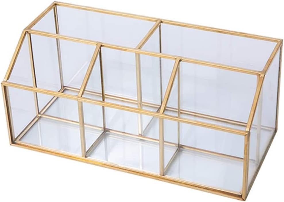 Makeup Organizer Glass Cosmetic Box Gold Cosmetic Mirror Tray Organizer Cosmetic Storage Display Stand Makeup Brush Holder Cosmetic Storage