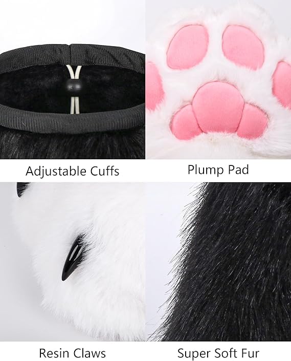 Gatto Lupo Cane Volpe Piedi pelosi Zampa, Piedi Zampa Artiglio Scarpe Stivali pelosi, Accessori per costumi per cosplay per adulti