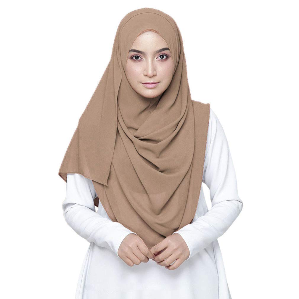 LMVERNALightweight Chiffon Scarf Solid Color Thick Chiffon Muslim Hijab Long Scarf Wrap Scarves Nude, M