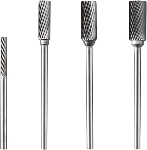 Juego de 4 rebabas de corte de aluminio, mandril de 332 pulgadas, juego de limas de carburo de tungsteno para herramienta rotativa, incluye Dremel