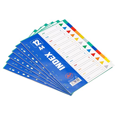 298x223 mm バインダーインデックス仕切り 6セット 12タブ 11穴 PP 挿入可能ページ 紙の仕分け用 マルチカラー