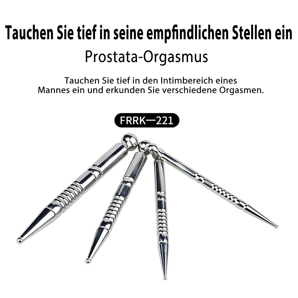 Penis Harnröhren Dilatator 4-Teiliges Set Penis Plug Edelstahl Prinzenzepter Solider Katheter Runder Kopf Katheter & Harnröhrensonden Extrem Dilatation Harnröhren Sexspielzeug für Männer (4pcs)
