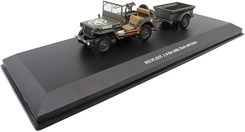 Miniatura 3 de Motor city classics 1:43 Scale Willys Jeep 1/4 -Ton Utility Truck with Trailer - Militaria Diecast Model 23200-44 Camión utilitario Willys Jeep