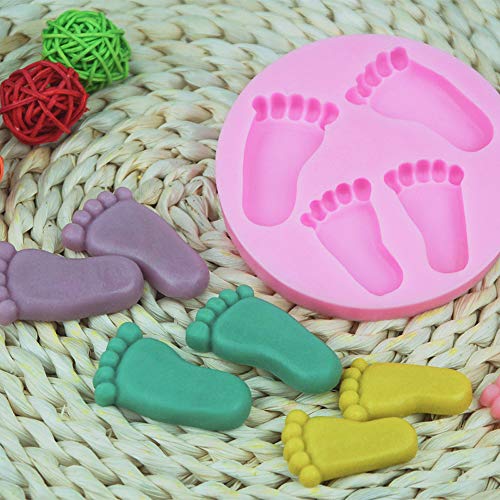 Obtanim Silicone 3D Baby Foot Fondant Mold Baby Shower Cake Topper Decoration Diy Baking Mould For Sugarcraft Cake Chocolate And Crafting #TOP4