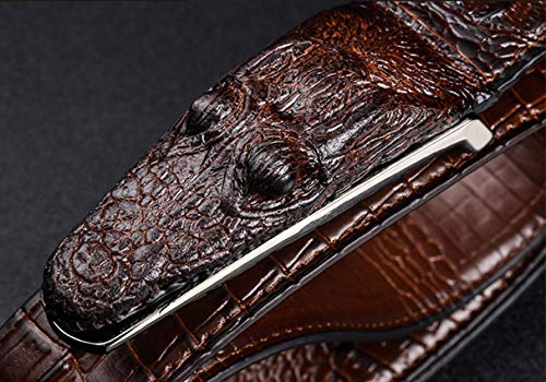 Men's Belt,Alligator Belt Cowhide Crocodile Print Belt Buckle2
