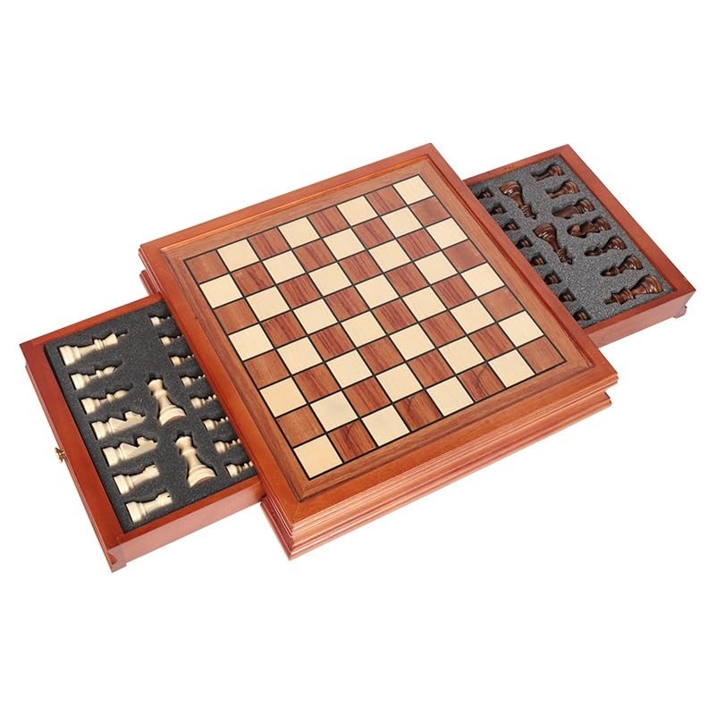 Juego de ajedrez magnético de madera de 12,8 pulgadas, 2 almacenamiento