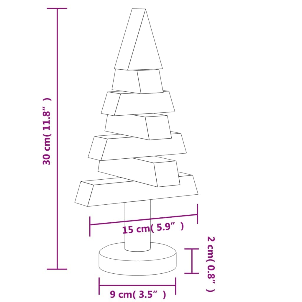 Alberi di Natale decorativi in legno, 2 pezzi, 30 cm, in legno massello di pino con supporto, per interni ed esterni protetti, festivi, smontabili, salvaspazio, ideali per l'Avvento e