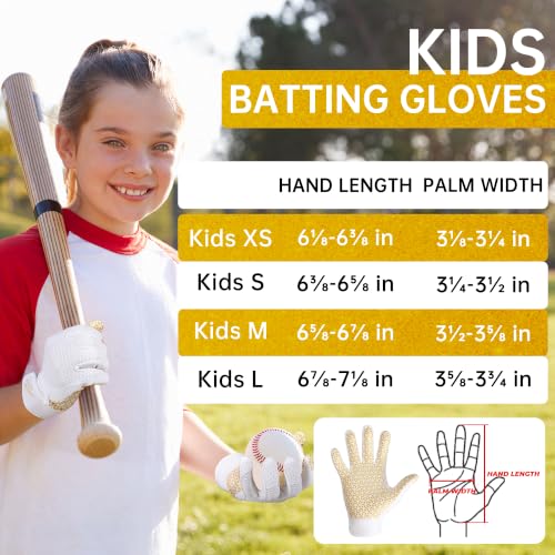 Image of HANDLANDY Baseball Batting Gloves for Adult Youth, Grip Breathable Softball Batting Gloves Fit Men Kids Boys Girls