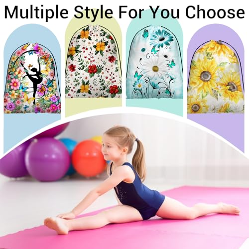 Image of Watercolor Floral Leaves Grip Bag for Gymnasts Gymnastics Drawstring Bags Men Women Outdoor Grips