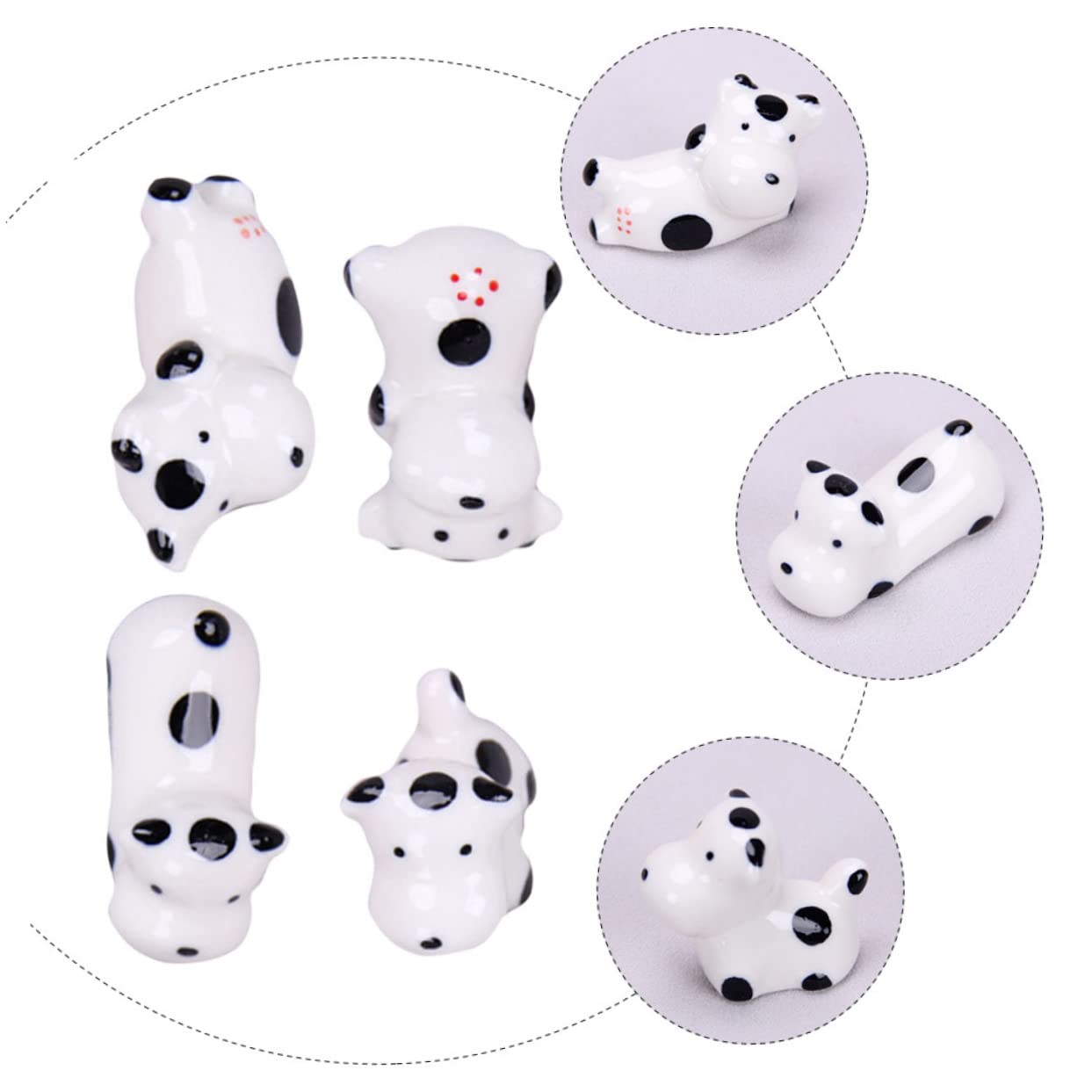 PRETYZOOM 4pcs Cow Ornament Japanese Spoon Chopstick and Spoon Rest Chopsticks Rests Holder Japanese Chopsticks Fairy Cow Mini Cake Mini Decor Miniature Tableware White Ceramics