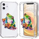 LuGeKe Cottagecore Frog Case for iPhone 7/8/SE 2020,Watercolor Painting Soft TPU Flexible Full-Body Airbag Shockproof Case Cover for Girls Women,Transparent Anti-Scratch Bumper Protection Phone Case