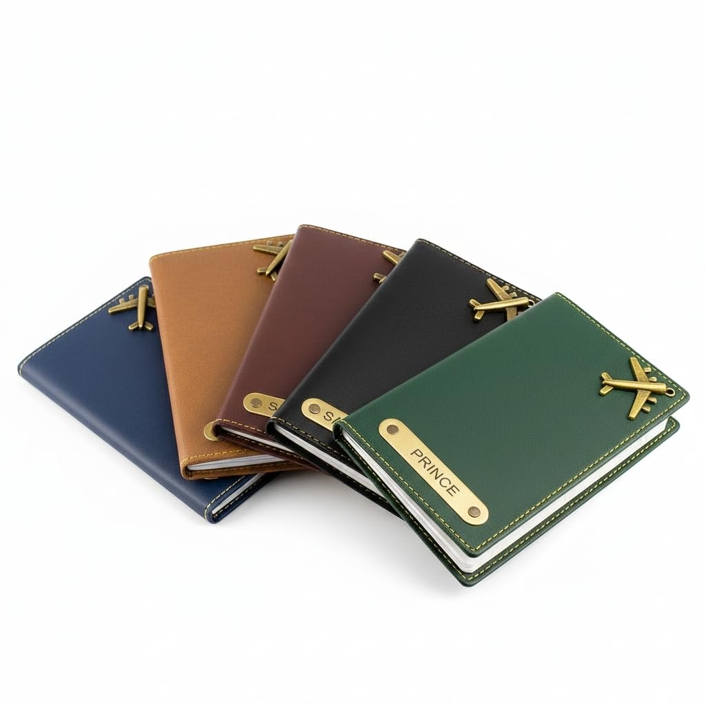 Personalised Name Leather Passport Cover Holder for Men & Women (Blue Color Passport Full Size) | Gifts for Women | Gift for Man | Return Gifts for Birthday