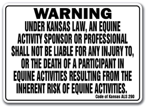Kansas Equine Sign Activity Liability Warning Statute Horse Farm barn Stable