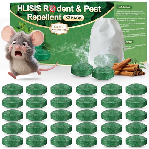 HLISIS 32PCS Mouse Rodent Repellent, Natural Mouse Repellent Peppermint Oil for Mice, Rats...