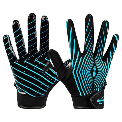 Natmxjen Youth Football Gloves Kids Sticky Receiver Gloves Grip Football