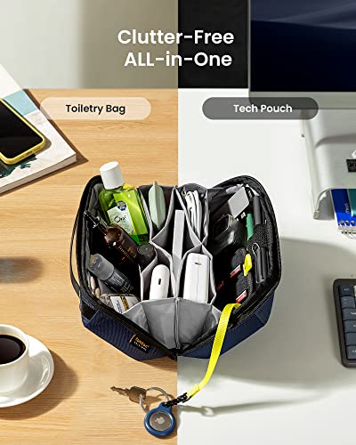 Tomtoc Electronic Organizer Accessory Tech Pouch For Macbook Charger, Cables, Power Bank, Hard Drive, Travel Cords, Water-Resistant Storage Bag With Removable Card Slots For Usb Adapter, Memory Card (Navy Blue) #TOP7