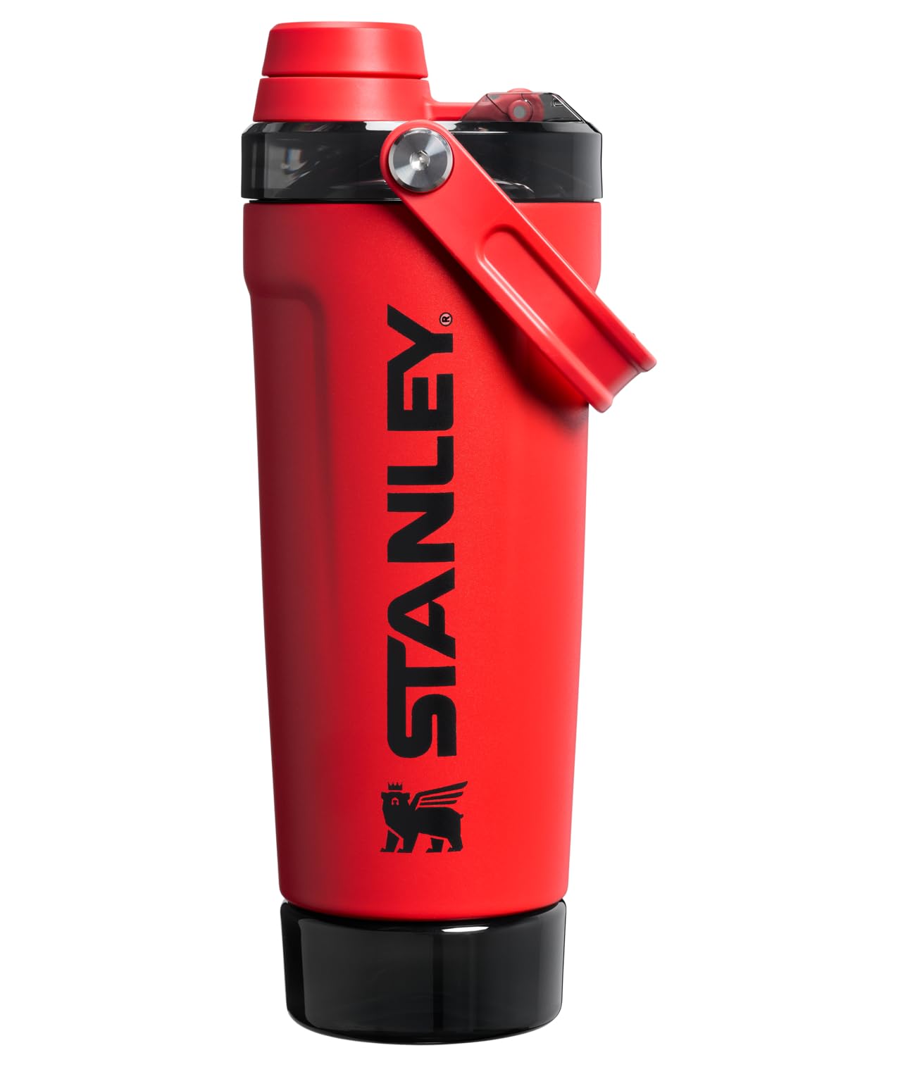 STANLEY Vitalize Shaker-Flasche, auslaufsicherer, isolierter Edelstahl-Shaker-Becher, Bodenaufbewahrung und Drehdeckel, Protein-Shakes und Pre-Workout-Pulver, BPA-frei, Chili-Schwarz