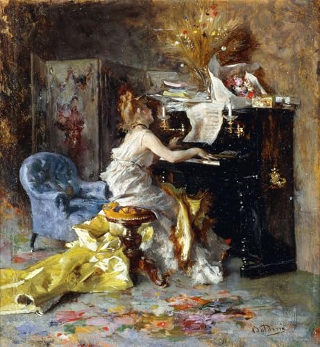 Art Mural Classique Femme au piano Impression Haute Définition