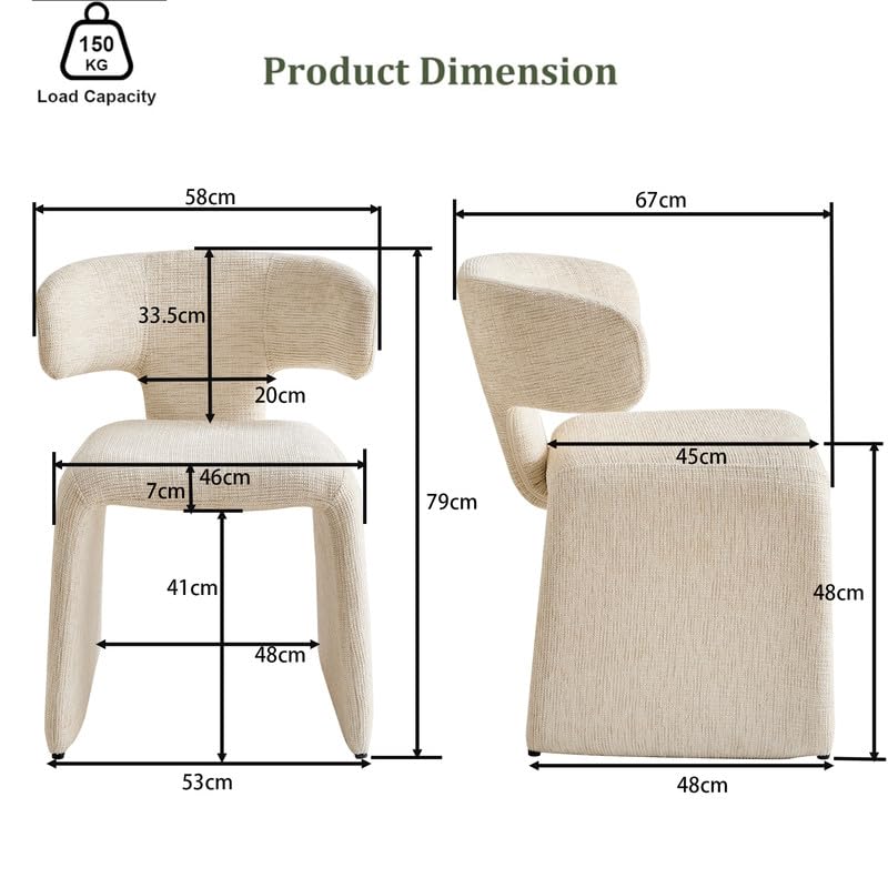 Juego de 4 Sillas de Comedor Modernas, (Beige-MB997) | Respaldo Ergonómico, Tapizados en Tela de Lino, Antirrayaduras y Fácil Limpieza, Para Salón, Cocina, Oficina y Cafetería