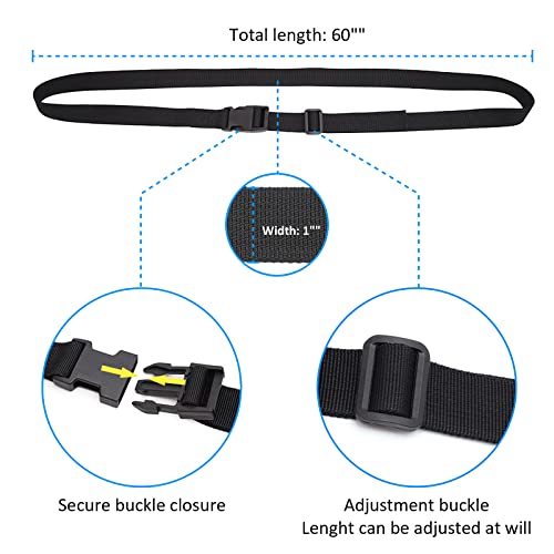 Image of 6 Pack Nylon Tie Down Straps 1 inch x 60 inch Lashing Straps with Quick Release Adjustable Buckles for Suitcases,Backpacking, Trail Camera,Sleeping Bag,Travel Belt Black