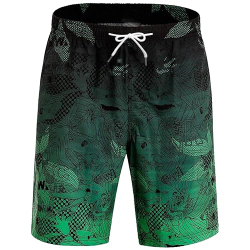 BDSHUNBF Bañador Natación Hombre, Traje de Baño Hombre, Shorts de Secado Rápido Hawaianos, para Floral Corto Vacaciones Piscina
