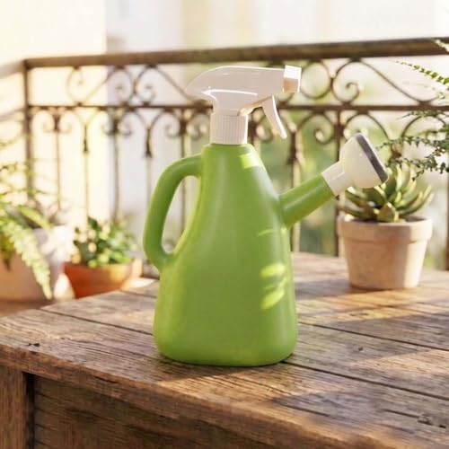 Image of Go Hooked 2in1 Plant Watering Can with Spray Bottle & Shower Head 1 Litre | Multi-Purpose Garden Water Sprayer for Indoor Plants, Balcony Garden & Nursery | Plastic Watering Pot with Handle (Green)