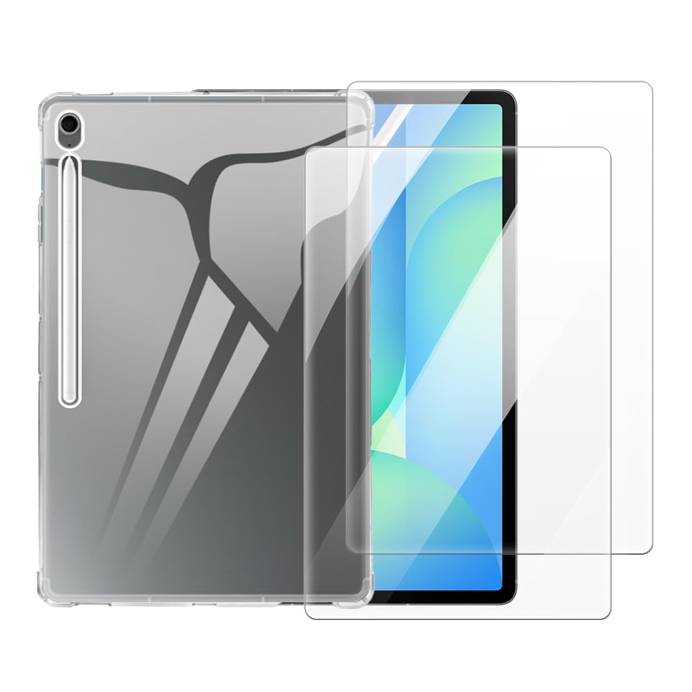 Carcasa Samsung Galaxy Tab S10 FE+ Wi-Fi y protector pantalla vidrio templado transparente 2 en 1 8