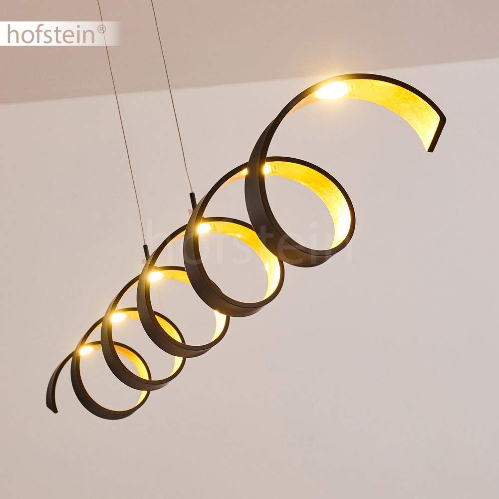 LED Pendelleuchte Rezat, dimmbare Hängelampe aus Metall in Schwarz/Gold, längliche Hängeleuchte, Höhe max. 125 cm, 6 x 5 Watt, 1800 Lumen, Lichtfarbe 3000 Kelvin (warmweiß)