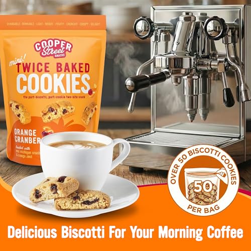 Image of Cooper Street Twice-Baked Orange Cranberry Biscotti Cookies (16 oz) - Over 50 Biscotti per Bag Loaded with Real Fruit, Traditional Italian Snacks with Coffee or Tea - Dairy, Peanut & Soy Free, Kosher