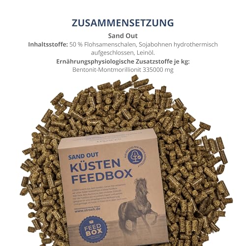 STRÖH SandOut Pellets für Pferde (5 kg) • Flohsamenschalen Pferd • Unterstützt die natürliche Darmreinigung • Bei Koliken, Kotwasser & Verdauungsprobleme • Flohsamen Pferdefutter
