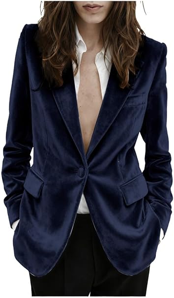 Vrouwen Groene Fluwelen Blazer Jas Lady Slim Fit Office Solid Lange Mouw Enkele Knop Jas Tops, Groene Blazer, S