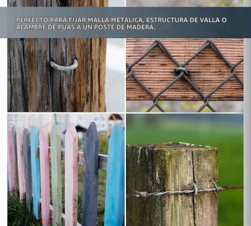 Miniatura 5 de Doja Barcelona Grampillones 12x20 Acero Galvanizado Pack 200 Clavos Forma U Para Fijar Al Suelo Poste Mallas Metálicas, Tienda Camping, Entramados De Cercas, Alambres De Espino Ferreteria