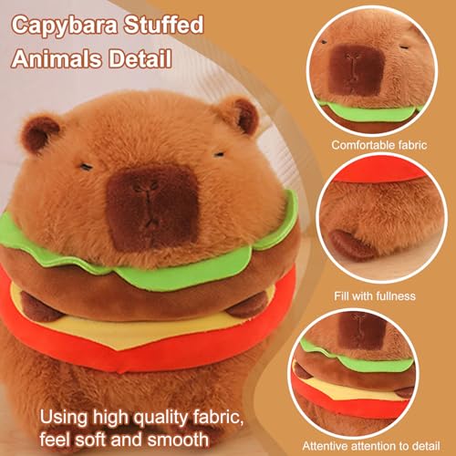 Image of Capybara Hamburger Plush,Capybara Stuffed Animal Plush Toy, Cute Birthday Plush Toy for Girls and Boys