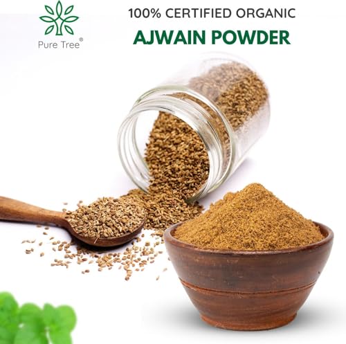 Image of Pure Tree Certified Organic Ajwain Powder | 60 g | Glass Jar | Carom Seed Powder | Ajavain | Omam Powder Gluten-Free | Vamu Seeds | Ajowan | Ayamodakam Seeds Rich In Antioxidants