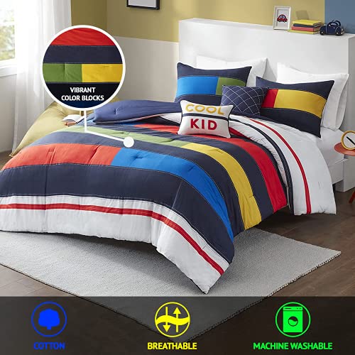 Urban Habitat Kids UHK10-0143 100% Cotton Comforter Set - Fun Print And Vibrant Color Modern Design All Season Cozy Bedding, Matching Shams, Decorative Pillow, Full/Queen, Multi Color Blocks thumb #2