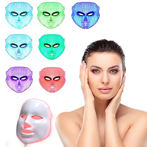 Jiuhuazi 7 Couleur LED Masque Luminothérapie pour Acne Anti Ride Peau Rajeunissement Traitement Beauté Photon Light Therapy de la Peau Masque