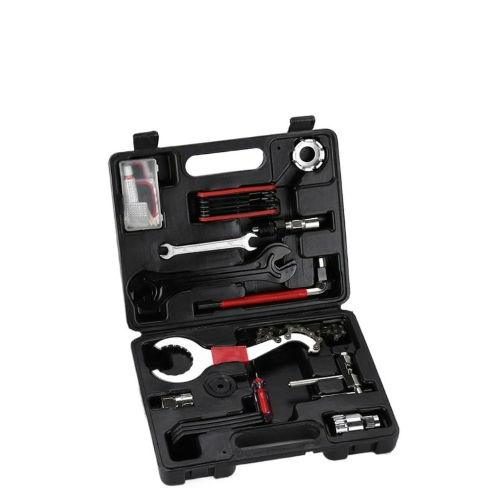 Kit di attrezzi per la riparazione della bicicletta, set di manutenzione per bici con frusta catena, estrattore cassetta, chiave per raggi e movimento centrale, per mountain bike e bici da