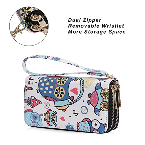 Image of Cellphone Wallet for Women Dual Zipper Long Purse with Removable Wristlet