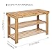 HOMFA Bamboo Shoe Rack Bench 3-Tier, Shoe Organizer, Storage Shelf, Good Load Bearing, Ideal for Entryway Hallway Living Room and Corridor Natural Color