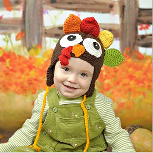 Thanksgiving Baby Toddler Beanie Turkey Knitted Cap Hat Cute Cartoon Animal Winter Photography Props Brown3