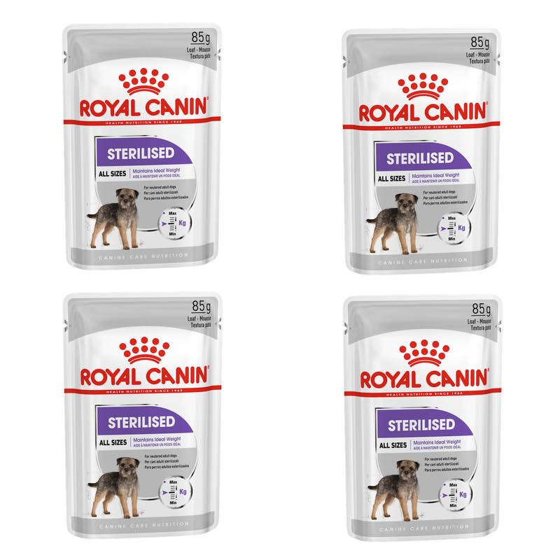 Royal Canin STERILISED Mousse | Pack de 4 | 4 x 12 x 85 g | Aliment Complet pour Chiens Adultes et stérilisés dès l'âge de 10 Mois | Riche en protéines...