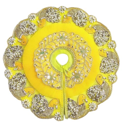 Image of Partish Laddu Gopal Heavy Poshak Size 4 l Ladoo Gopal Dress l Bal Gopal l Kanha Ji Thakur Ji Net Dress (Yellow)