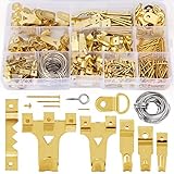 Wukong Ganchos para cuadros,276PCS Juego de ganchos para colgar cuadros Gancho para cuadros de pared dura para trabajos pesados con cable para colgar cuadros de 3M