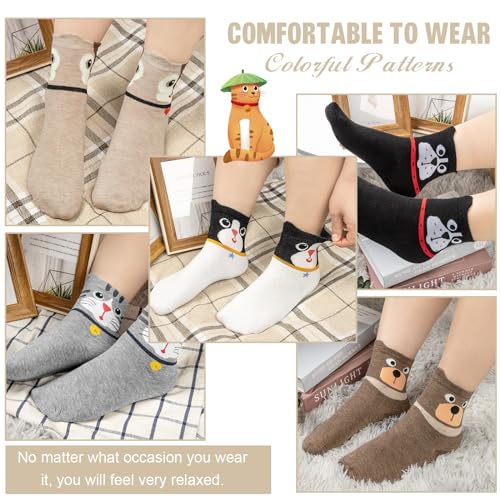 Image of Chalier Womens Funny Socks Cozy Cute Printed Patterned Fun Socks Novelty Cat Dog Socks for Women