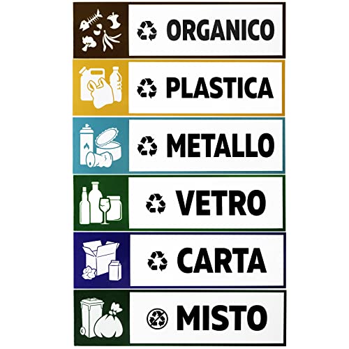 GEBETTER 6Pcs Pegatinas Etiquetas Adhesivas para Reciclaje de Basura en Italiano (1)