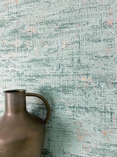Newroom Tapete Grün Vlies Betonoptik - Industrial Used Look Metallic Glanz für Wohnzimmer Schlafzimmer