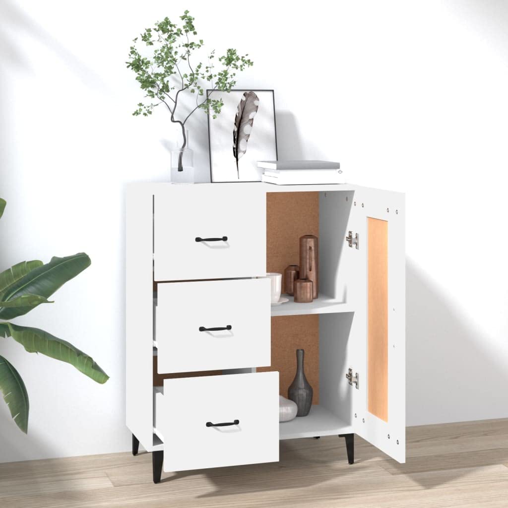 Armadietto da buffet bianco, 69,5 x 34 x 90 cm, versatile, in legno, per soggiorno, cucina, bagno, scarpiera, porta TV, biblioteca, armadio biancheria