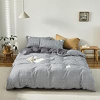 ロマプリ ギンガムチェック柄 ブルー 水色 布団カバー3点セット