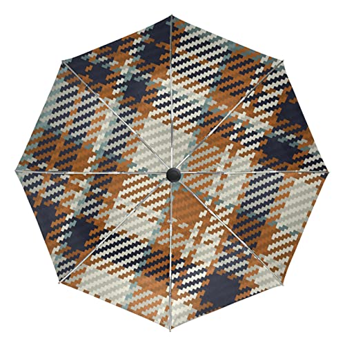 Parapluie de voyage automatique à carreaux pour rester au sec lors de vos trajets